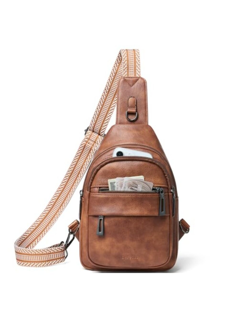 Vegan Leather Sling Bag Crossbody Fanny Pack Anti Theft Travel Purse